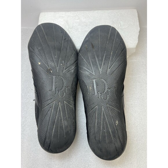 Christian Dior Vtg Trainers Low Black Leather Canvas Womens Sneaker Sz 37.5 US 7 - Picture 14 of 15